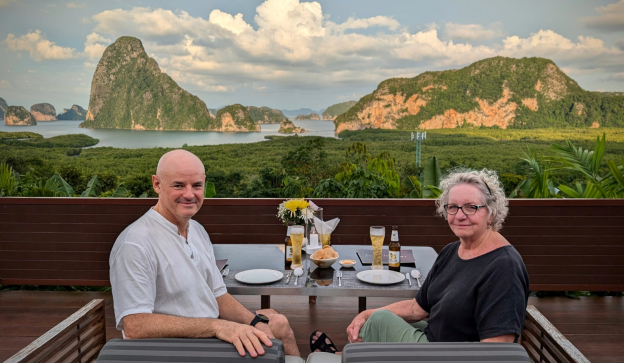 Leslie Proud and wife Chris in Thailand.